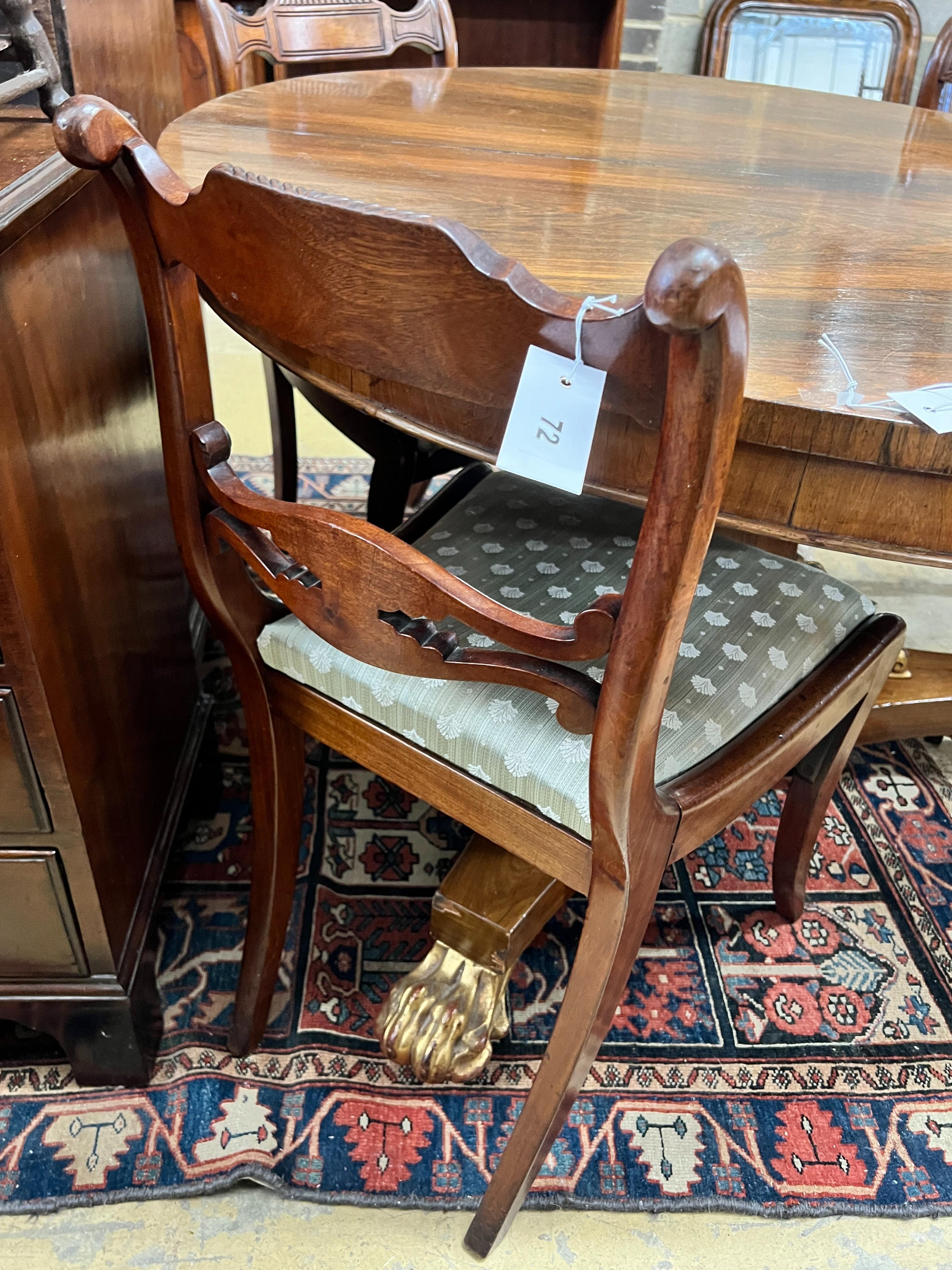 A set of four Regency mahogany dining chairs